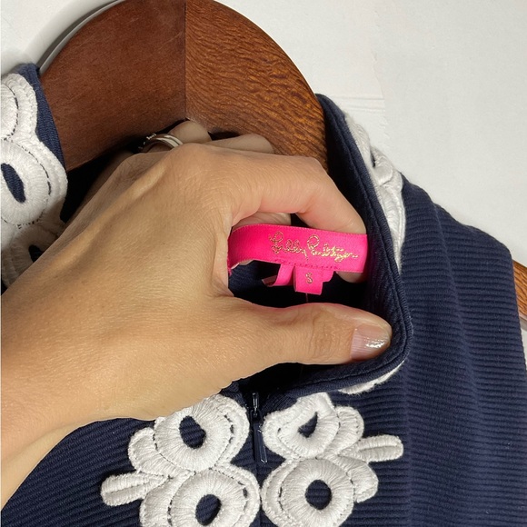 NWT Lilly Pulitzer Navy Callista High Collar Shift Dress true navy size small - Picture 11 of 14